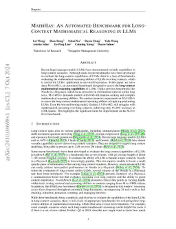 MathHay: An Automated Benchmark for Long-Context Mathematical Reasoning
  in LLMs