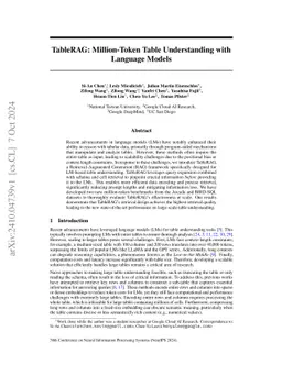 TableRAG: Million-Token Table Understanding with Language Models