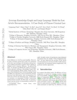 Leverage Knowledge Graph and Large Language Model for Law Article Recommendation: A Case Study of Chinese Criminal Law