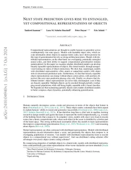 Next state prediction gives rise to entangled, yet compositional
  representations of objects