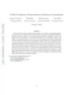 A Meta-Complexity Characterization of Quantum Cryptography