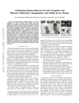Anticipating Human Behavior for Safe Navigation and Efficient Collaborative Manipulation with Mobile Service Robots