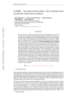 T-JEPA: Augmentation-Free Self-Supervised Learning for Tabular Data