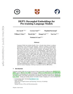 DEPT: Decoupled Embeddings for Pre-training Language Models