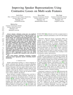 Improving Speaker Representations Using Contrastive Losses on
  Multi-scale Features