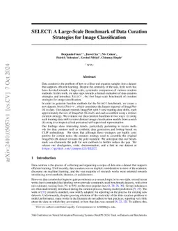 SELECT: A Large-Scale Benchmark of Data Curation Strategies for Image
  Classification