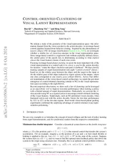 Control-oriented Clustering of Visual Latent Representation