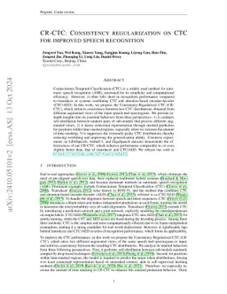 CR-CTC: Consistency regularization on CTC for improved speech recognition