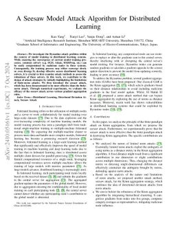 A Seesaw Model Attack Algorithm for Distributed Learning