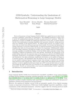 GSM-Symbolic: Understanding the Limitations of Mathematical Reasoning in Large Language Models