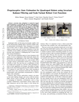 Proprioceptive State Estimation for Quadruped Robots using Invariant
  Kalman Filtering and Scale-Variant Robust Cost Functions