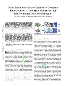 From Incomplete Coarse-Grained to Complete Fine-Grained: A Two-Stage
  Framework for Spatiotemporal Data Reconstruction