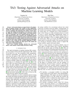 TA3: Testing Against Adversarial Attacks on Machine Learning Models