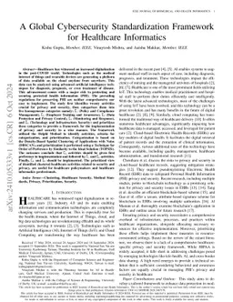 A Global Cybersecurity Standardization Framework for Healthcare
  Informatics