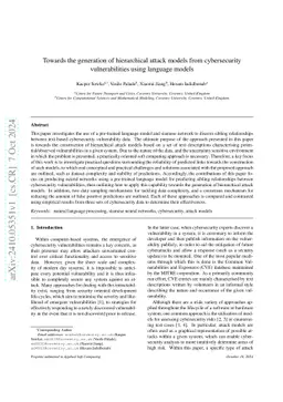 Towards the generation of hierarchical attack models from cybersecurity
  vulnerabilities using language models