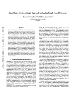 Haste Makes Waste: A Simple Approach for Scaling Graph Neural Networks