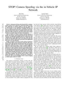 STOP! Camera Spoofing via the in-Vehicle IP Network