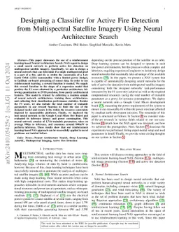 Designing a Classifier for Active Fire Detection from Multispectral
  Satellite Imagery Using Neural Architecture Search