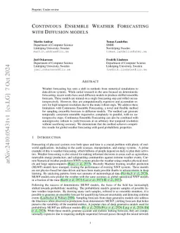 Continuous Ensemble Weather Forecasting with Diffusion models