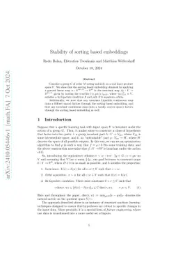 Stability of sorting based embeddings