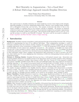 Herd Mentality in Augmentation -- Not a Good Idea! A Robust Multi-stage
  Approach towards Deepfake Detection