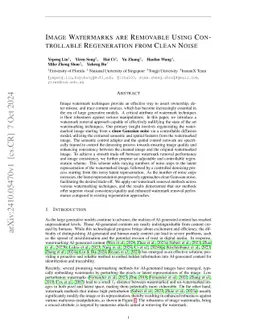 Image Watermarks are Removable Using Controllable Regeneration from Clean Noise