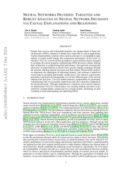 Neural Networks Decoded: Targeted and Robust Analysis of Neural Network
  Decisions via Causal Explanations and Reasoning