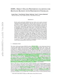 DOPL: Direct Online Preference Learning for Restless Bandits with Preference Feedback