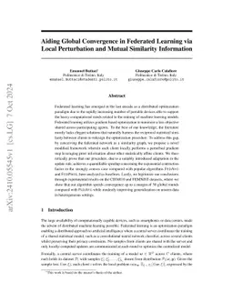 Aiding Global Convergence in Federated Learning via Local Perturbation
  and Mutual Similarity Information
