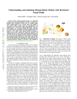 Understanding and Imitating Human-Robot Motion with Restricted Visual Fields