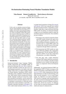 On Instruction-Finetuning Neural Machine Translation Models