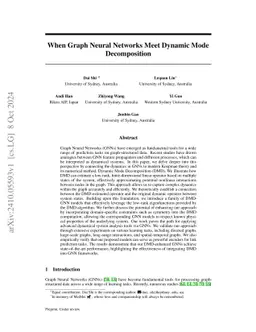 When Graph Neural Networks Meet Dynamic Mode Decomposition