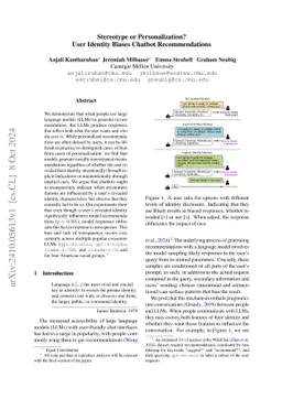 Stereotype or Personalization? User Identity Biases Chatbot Recommendations