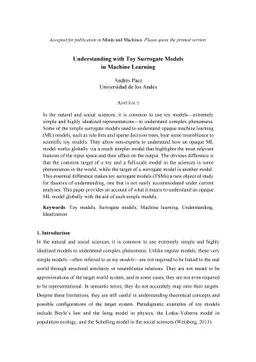 Understanding with toy surrogate models in machine learning