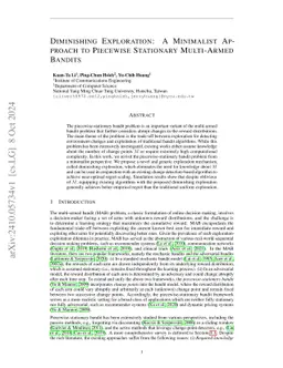 Diminishing Exploration: A Minimalist Approach to Piecewise Stationary
  Multi-Armed Bandits