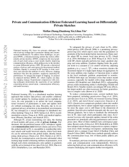 Private and Communication-Efficient Federated Learning based on
  Differentially Private Sketches