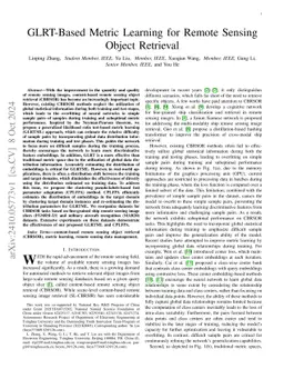 GLRT-Based Metric Learning for Remote Sensing Object Retrieval
