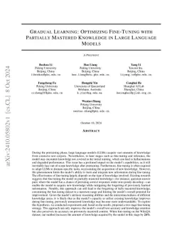 Gradual Learning: Optimizing Fine-Tuning with Partially Mastered
  Knowledge in Large Language Models