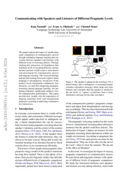 Communicating with Speakers and Listeners of Different Pragmatic Levels