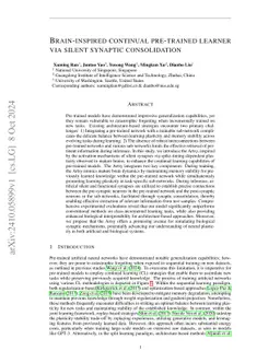 Brain-inspired continual pre-trained learner via silent synaptic
  consolidation