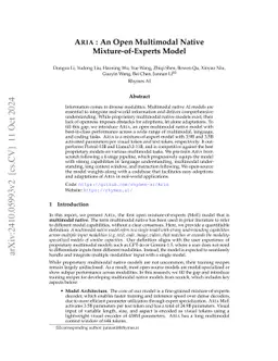 Aria: An Open Multimodal Native Mixture-of-Experts Model
