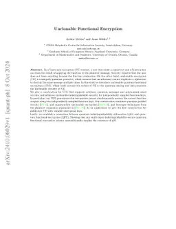 Unclonable Functional Encryption