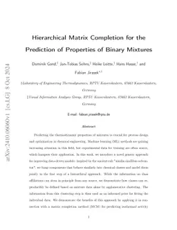 Hierarchical Matrix Completion for the Prediction of Properties of
  Binary Mixtures