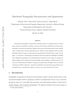 Distributed Tomographic Reconstruction with Quantization