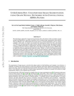 UnSeGArmaNet: Unsupervised Image Segmentation using Graph Neural
  Networks with Convolutional ARMA Filters