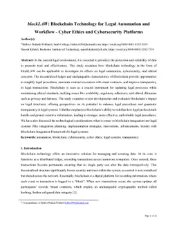 blockLAW: Blockchain Technology for Legal Automation and Workflow --
  Cyber Ethics and Cybersecurity Platforms