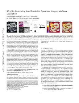 SD-$π$XL: Generating Low-Resolution Quantized Imagery via Score
  Distillation