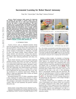Incremental Learning for Robot Shared Autonomy