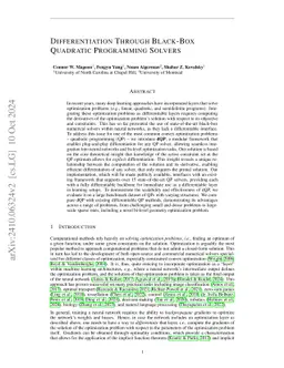 Differentiation Through Black-Box Quadratic Programming Solvers