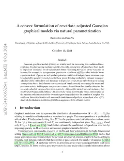 A convex formulation of covariate-adjusted Gaussian graphical models via
  natural parametrization
